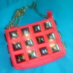 🍑🧡🥇 NWOT Womens Betsey Johnson Bright Orange Peach Small Purse Handbag